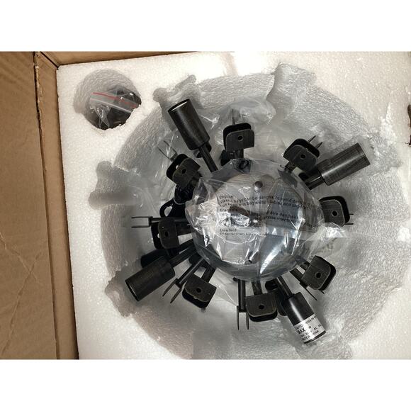 JOJOSPRING Bernice 8-Light Antique Blk Iron Base Sputnik Natural Wood Chandelier - Picture 7 of 13